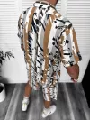 Compleu de vara camasa cu imprimeu + pantaloni maro 13275 Y22